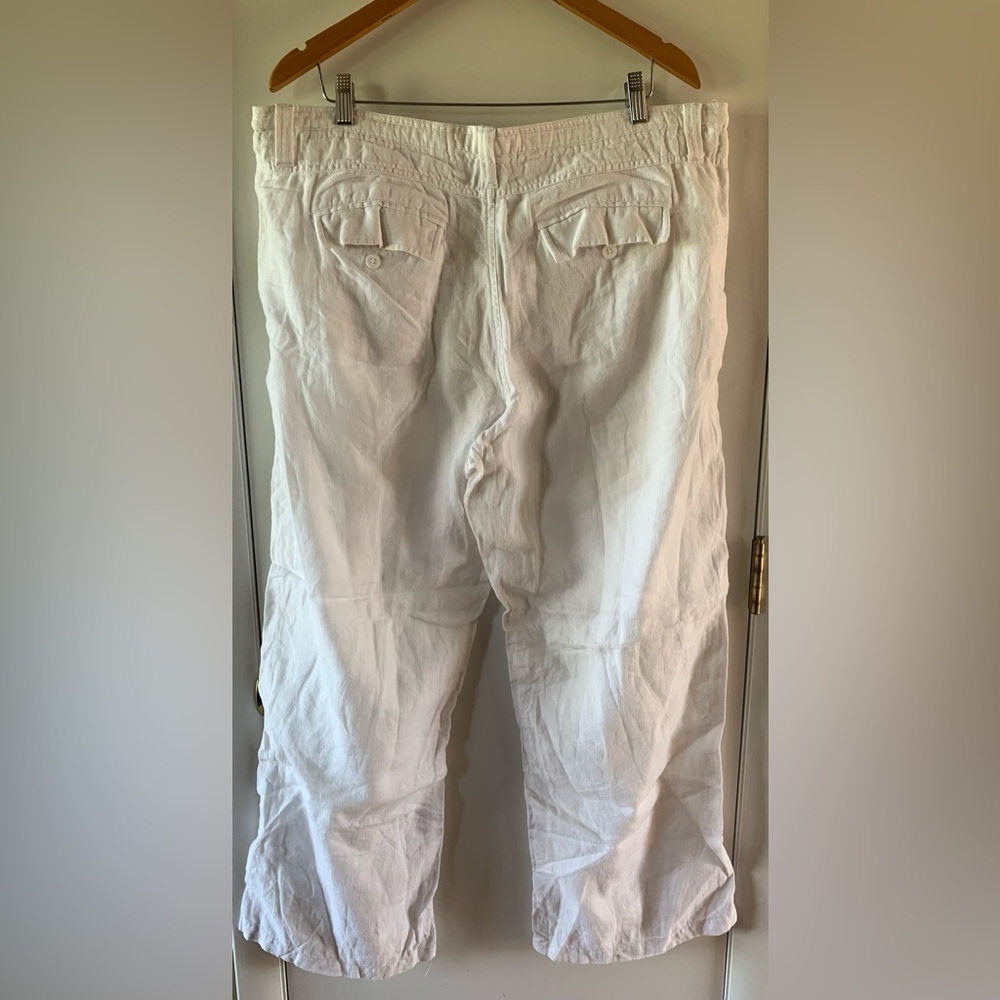 White Linen Drawstring Pants - Picture 3 of 3